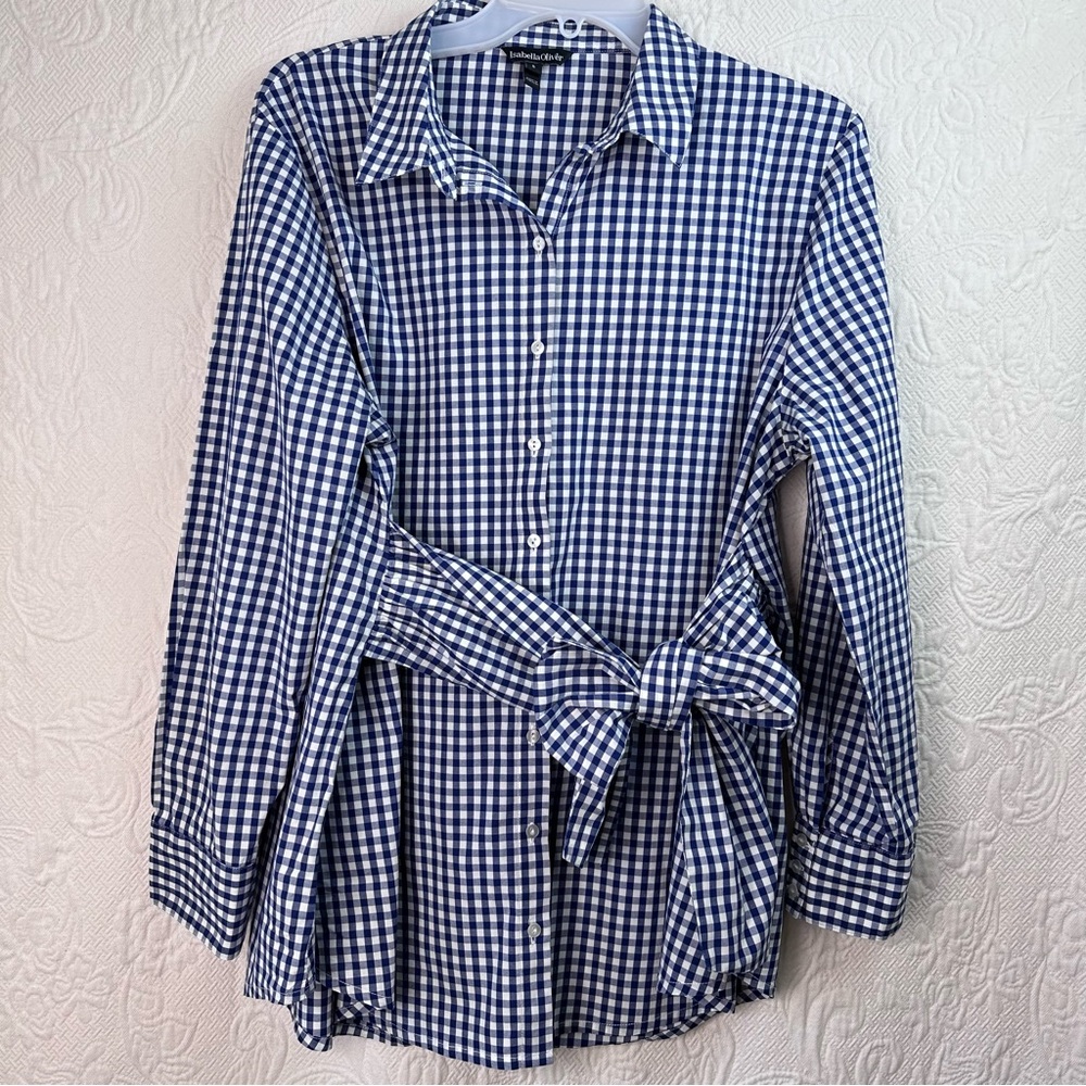 Isabella Oliver Size 5 Lindsay Check Maternity Tie Shirt